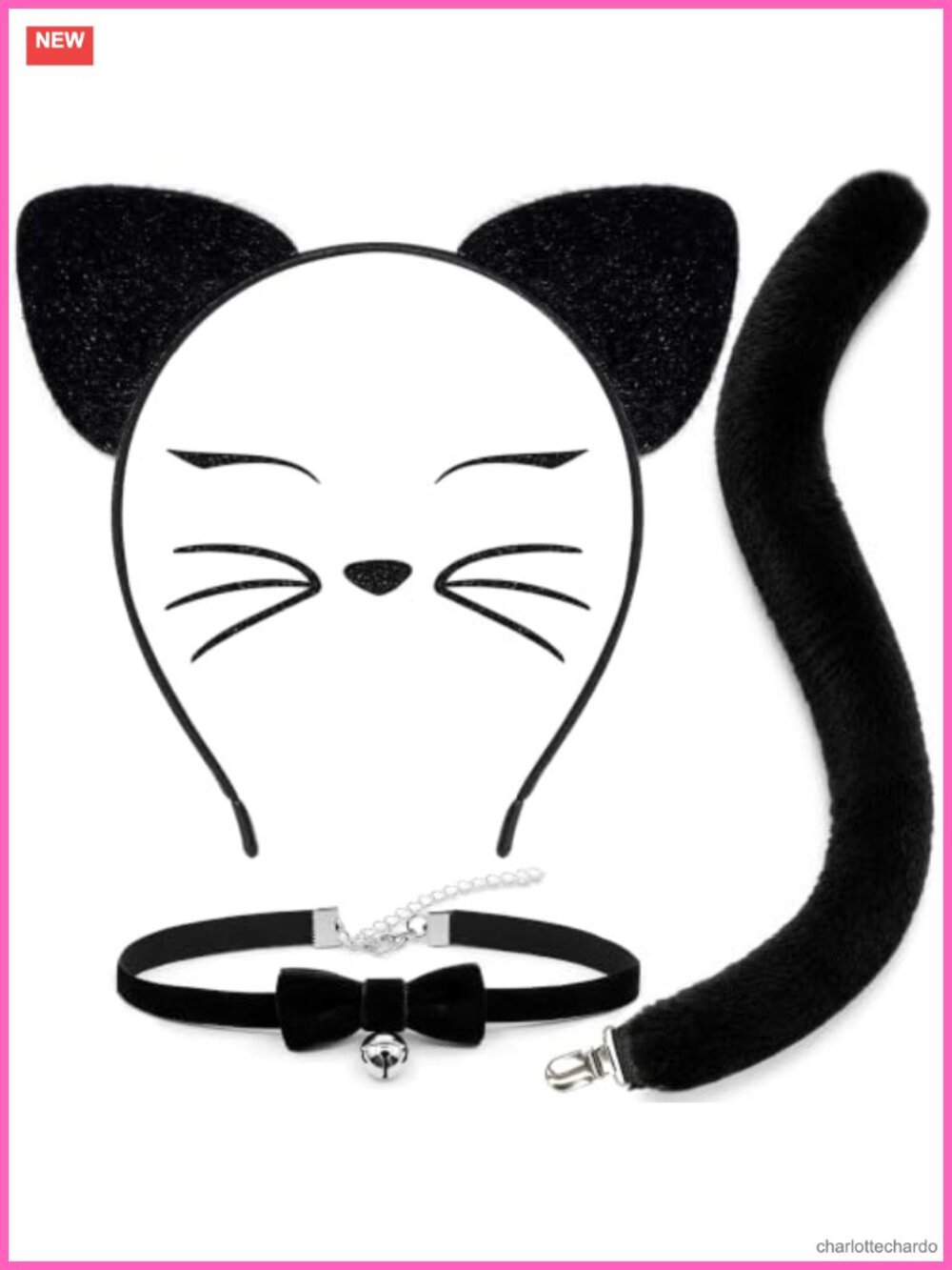 Cat Ears Headband & Tail Set Plush Costume Accessory